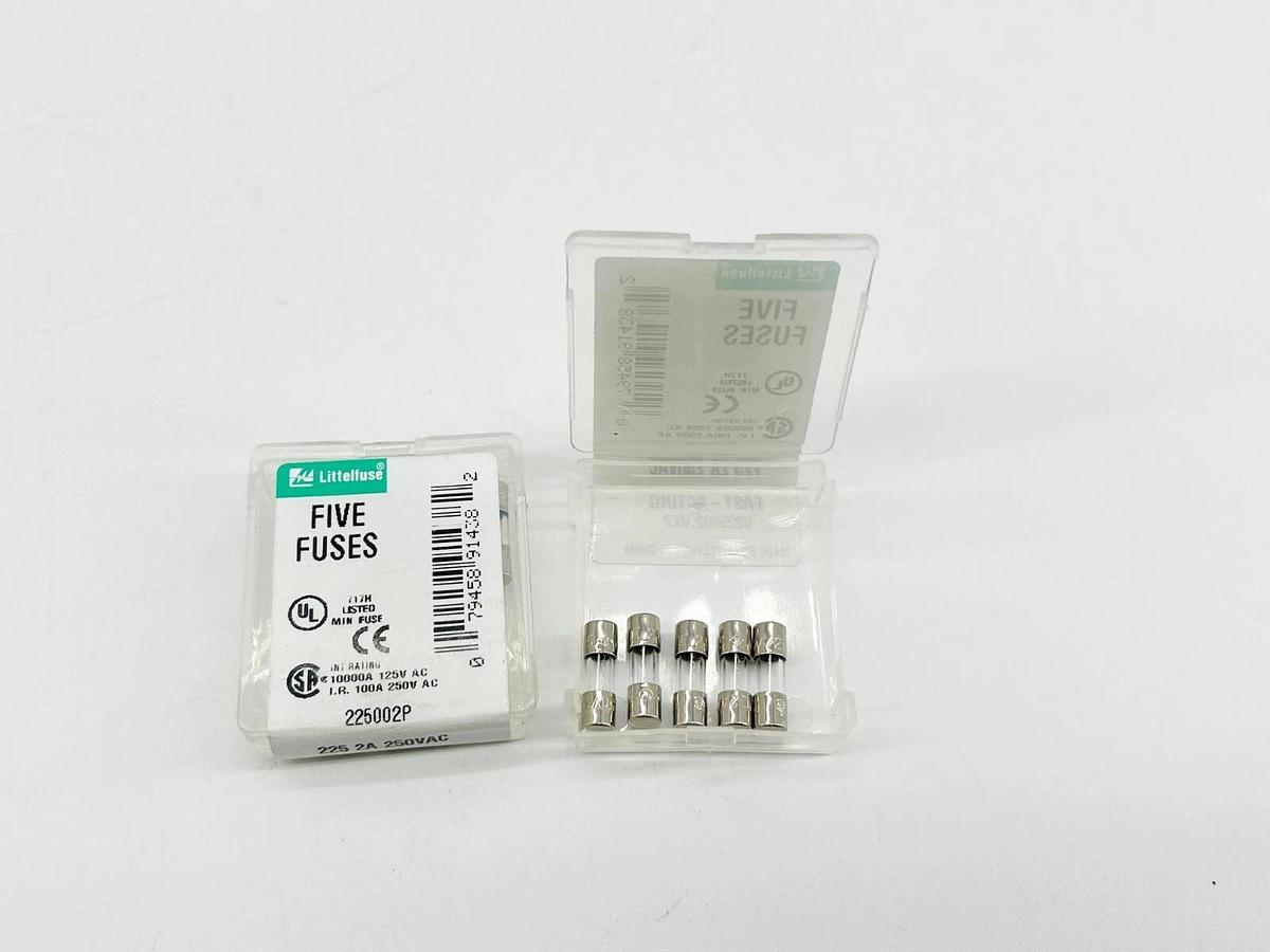 New Lot of 10 Littelfuse 225002P Fast Acting Glass Fuse 250V 2A
