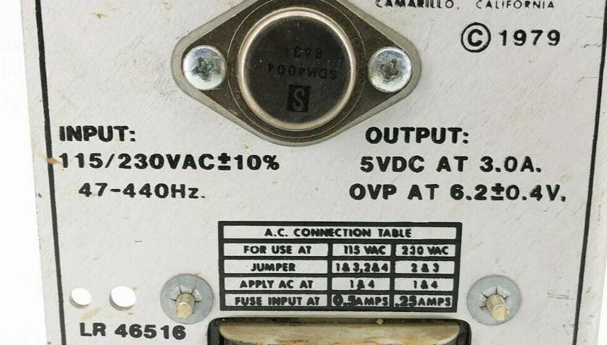 Used Condor B5-3.0/OVP Power Supply Input: 115/230VAC Output: 5VDC 3A