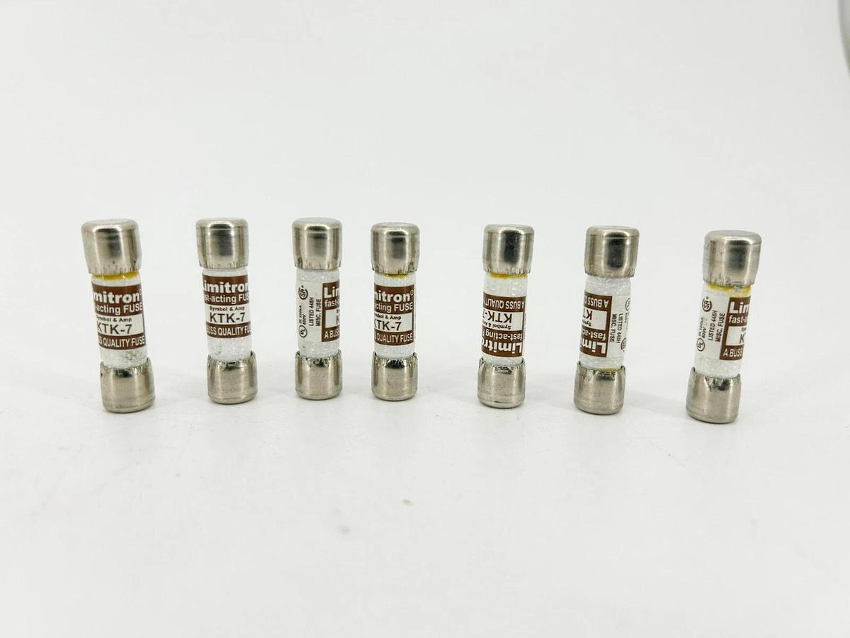 Lot of 7 New Bussmann KTK-7 Fast Acting Fuses 7A 600V