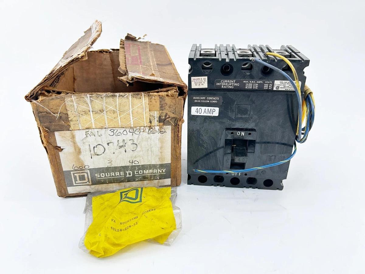 New Square D FAL36040-1212 Circuit Breaker 100A 3P 600V 40A FAL360401212