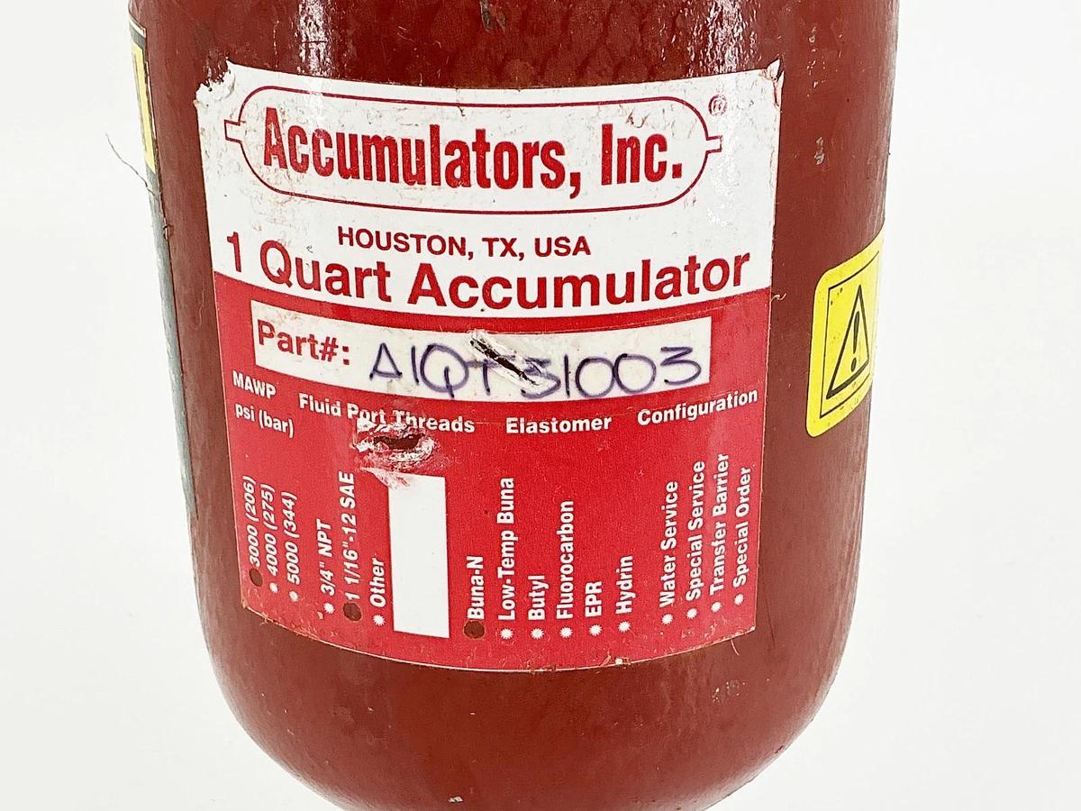 New Accumulator Inc. A1QT31003 Badder Accumulator 3000PSI 1-1/16" 12 SAE - No Bo