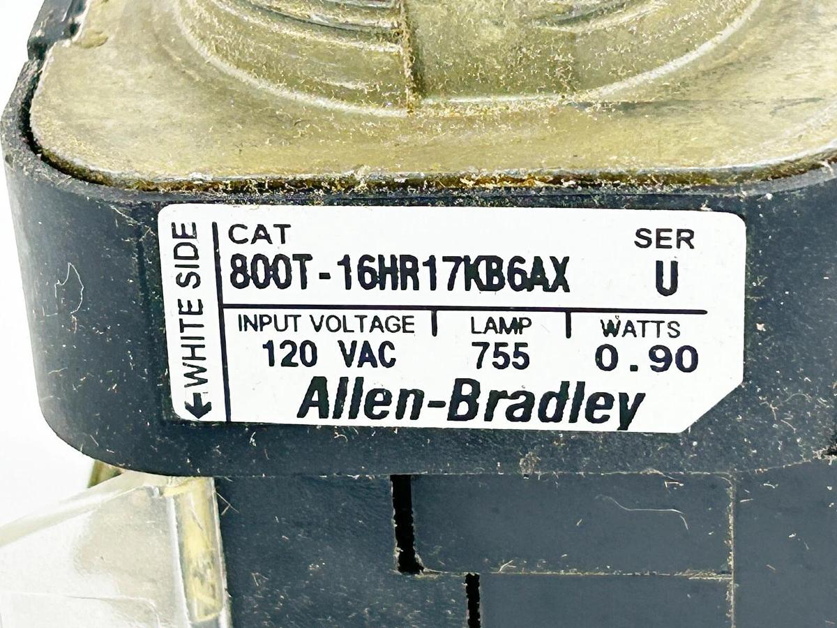 Used Allen Bradley 800T-16HR17KB6AX Push Button 30MM Selector Swich