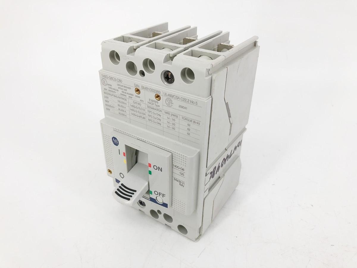 New Allen Bradley 140G-G6C3-C80 Circuit Breaker 80A 3P 480V - No Box