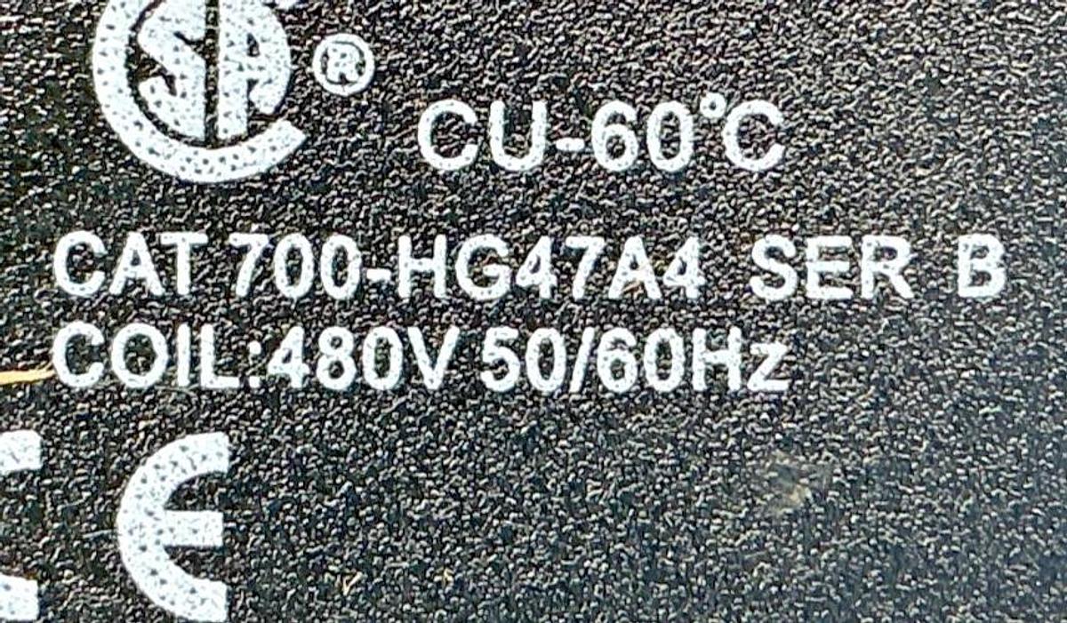 New Allen Bradley 700-HG47A4 Ser B Control Relay DPST-NO 40A 480V 50/60HZ