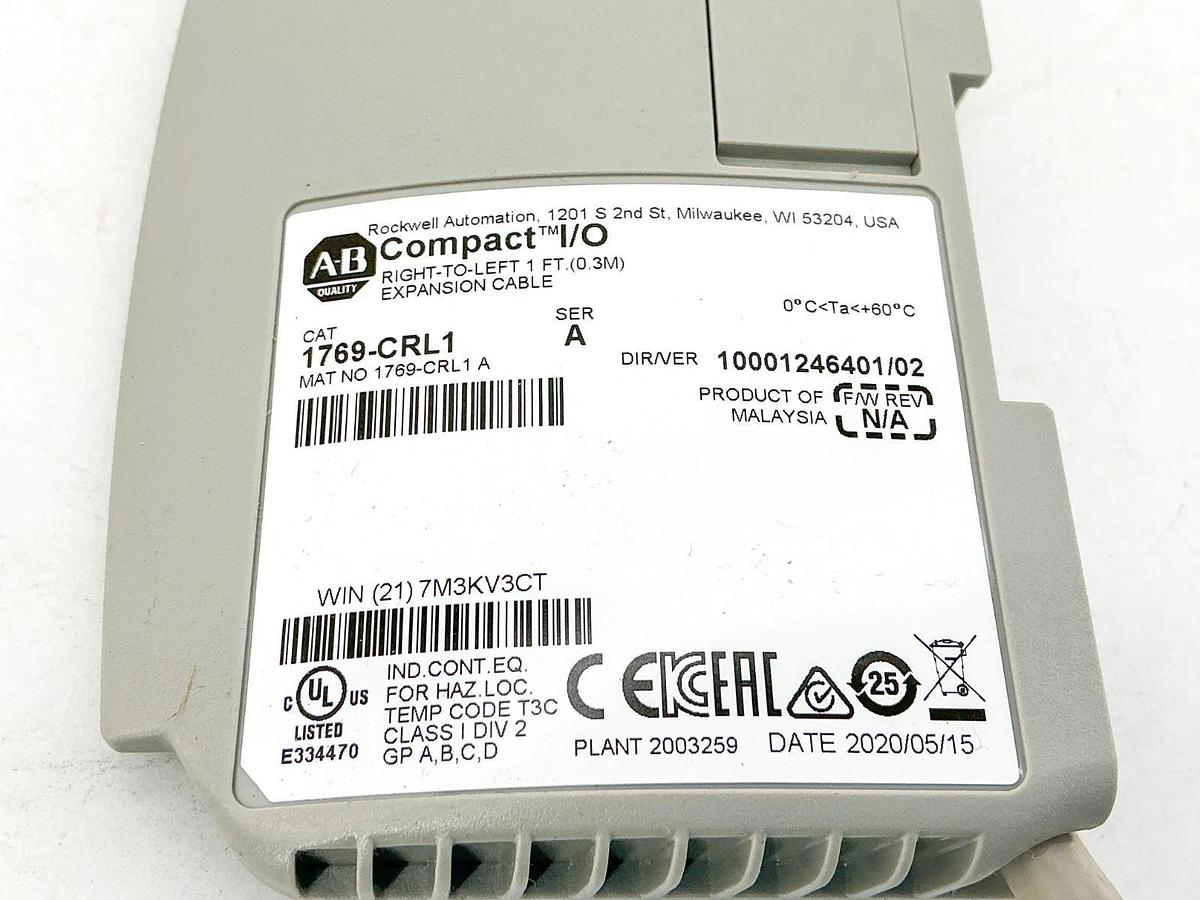New Allen Bradley 1769-CRL1 Right-to-Left 1ft. Expansion Cable Ser. A