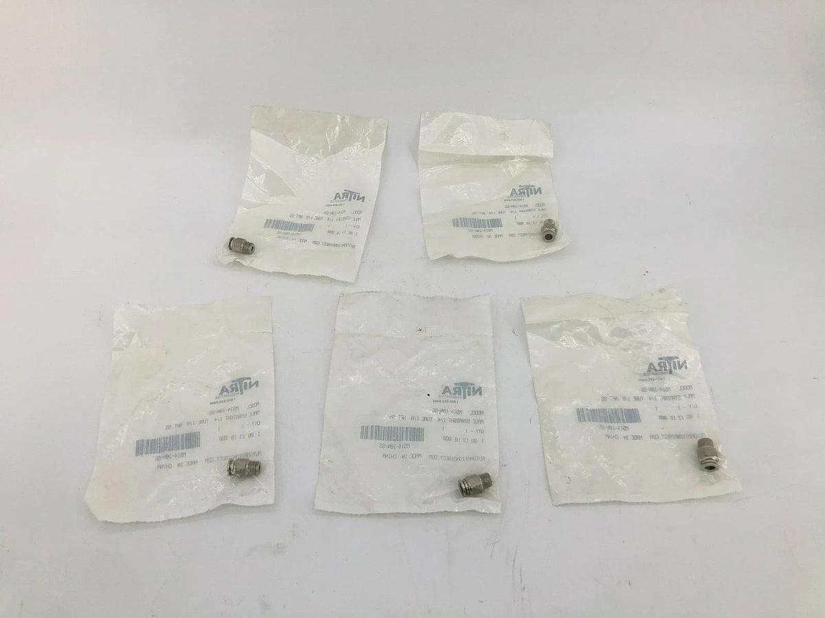 Lot of 5 New Nitra Pneumatics MS14-18N-SS Fittings Male Straight 1/4 x1/4 NPT SS
