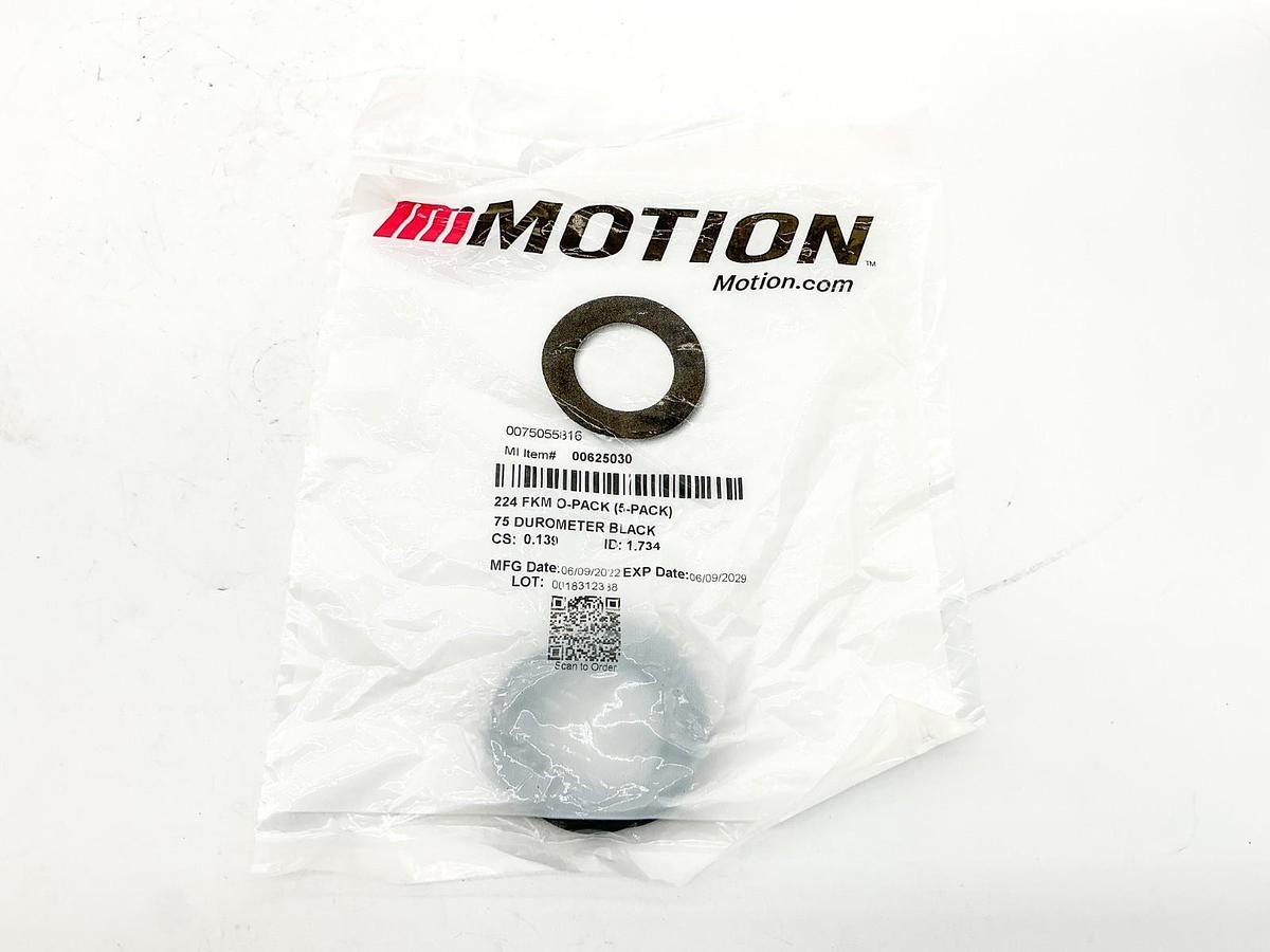 New Pack of 5 Motion 00625030 224 FKM O-Pack 75 Durometer 0075055816