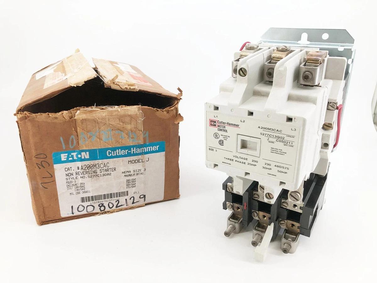 New Eaton A200M3CAC Non-Rev Starter 120V Coil 5277C13G02 3P NEMA 3 Model J