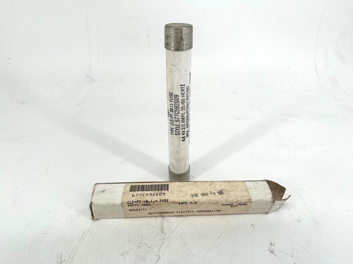 New Westinghouse 677C592G09 Type CLE-PT (NI) Fuse 2A 4.8KV 25/60HZ