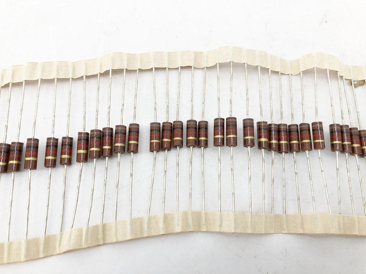 Lot of 50 New Ohmite OF102JE Carbon Composition Resistors 1 kOhms ±5% 0.5W 1/2W