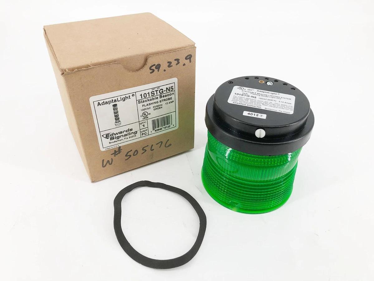 New Edwards Signaling 101STG-N5 Green Stackable Beacon Flashing Strobe 120VAC