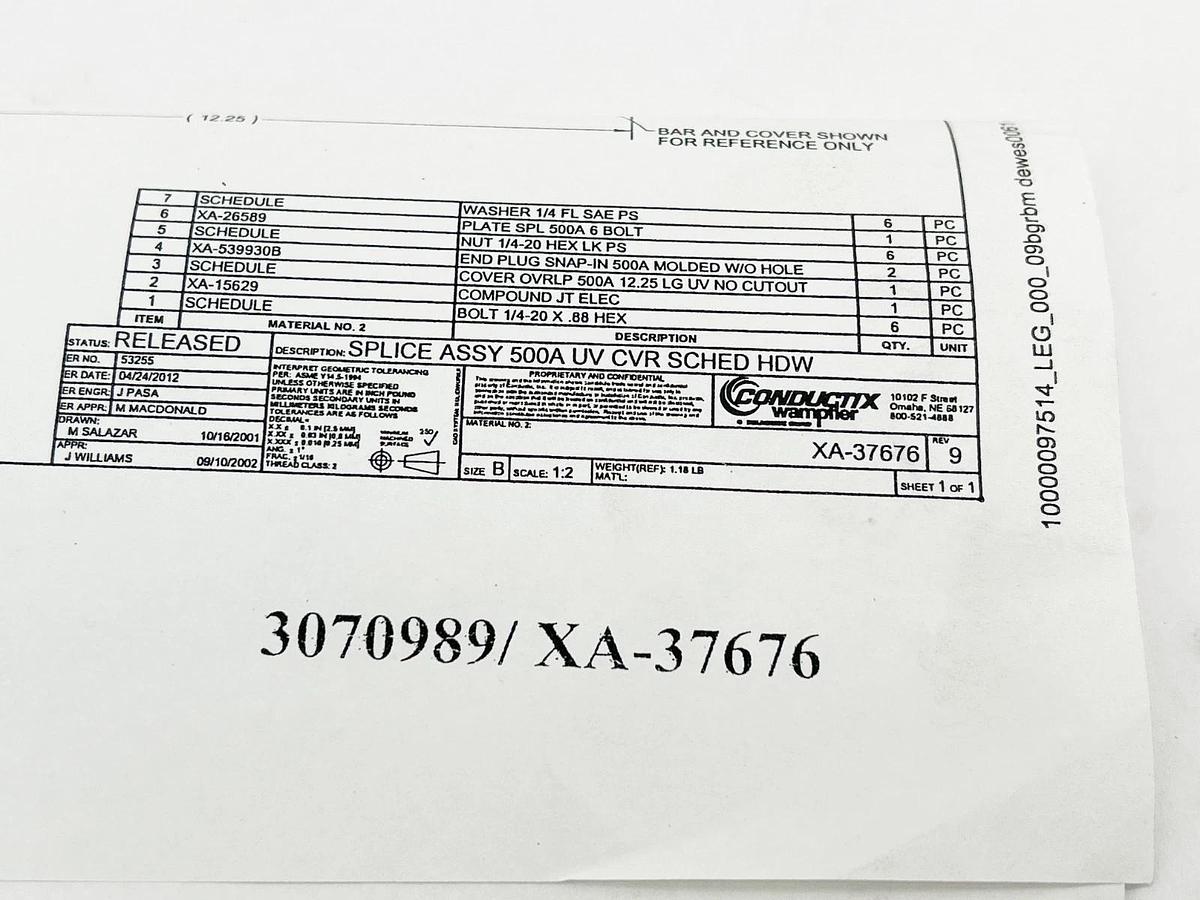 New Conductix Wampfler 3070989/XA-37676 Splice Assembly