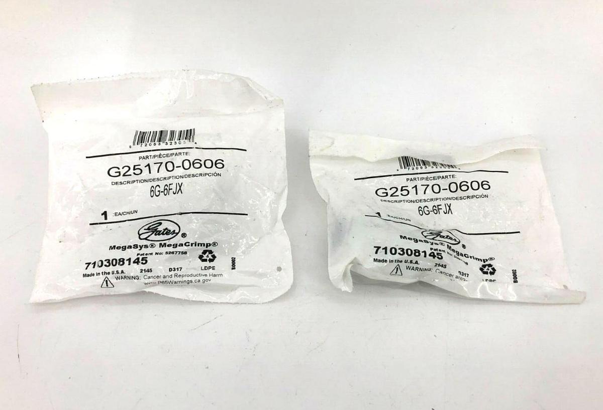 Lot of 2 New Gates 6G-6FJX Hydraulic Hose Fittings G25170-0606