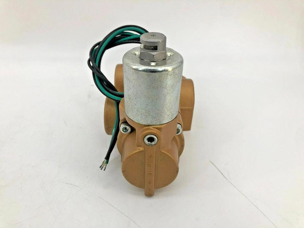 Used Versa VSG-3721-U-14-A120 3-Way Valve 120V 60HZ 1" Brass New Surplus