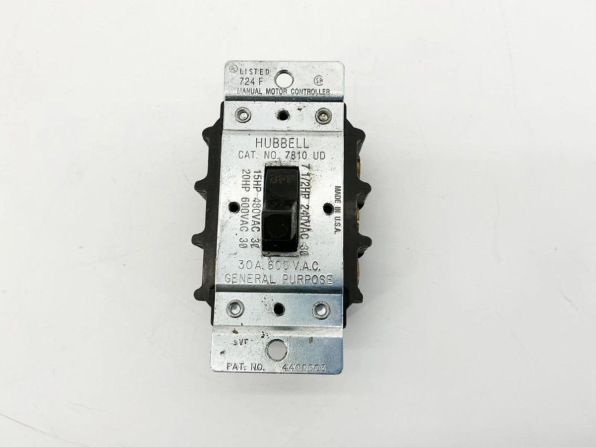 Used Hubbell 7810UD Manual Motor Switch 600V 20HP 30A