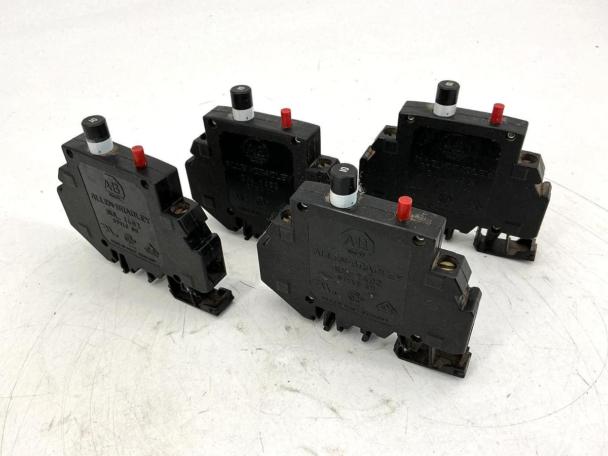 Used Lot of 4 Allen Bradley 1492-GH100 Ser B Mini Circuit Breaker 1P 10A 125V 50/60HZ
