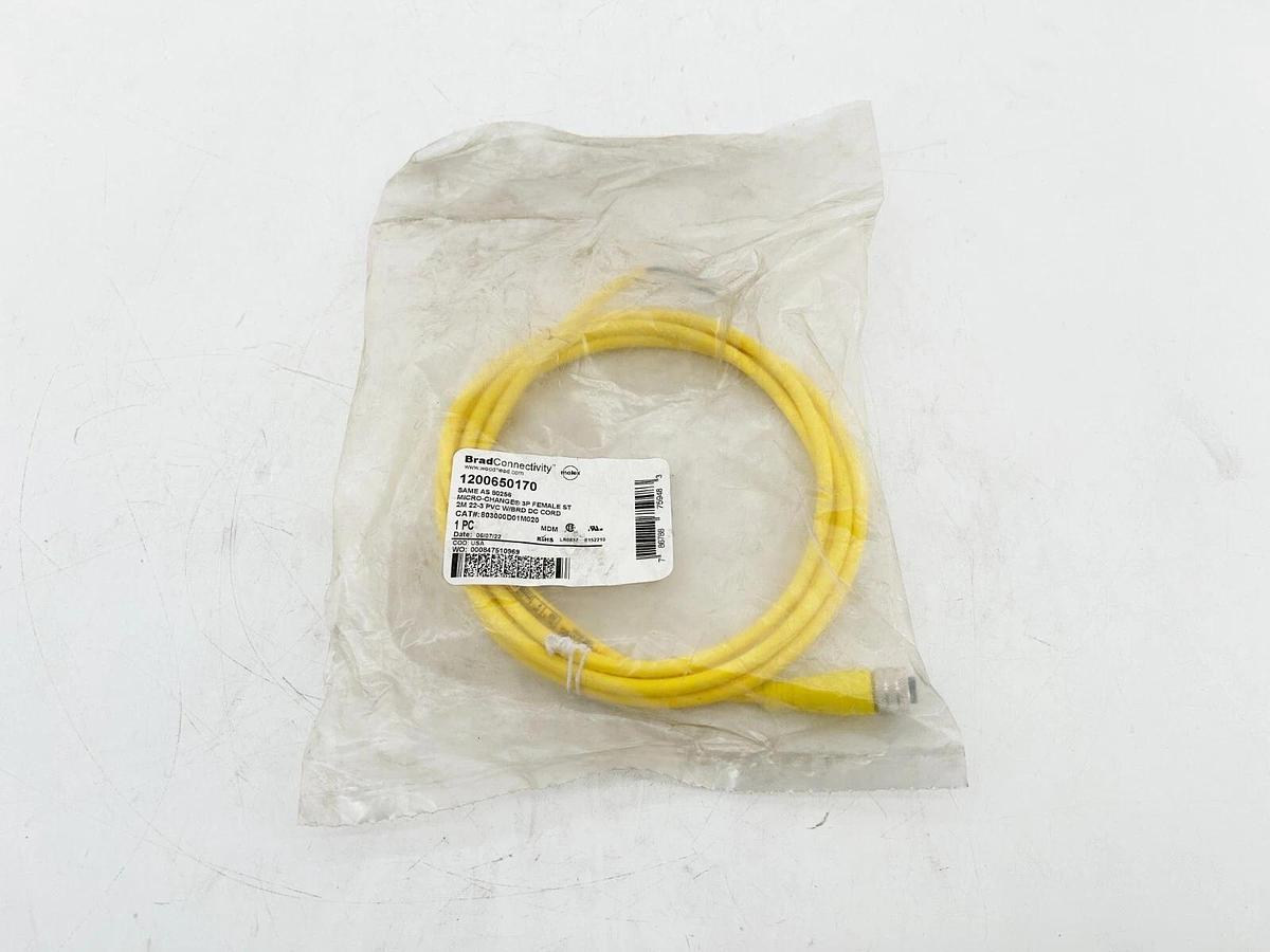 New Lot of 2  Brad Connectivity 1200650170 Cordset Micro Change 3P Female SZT 2m