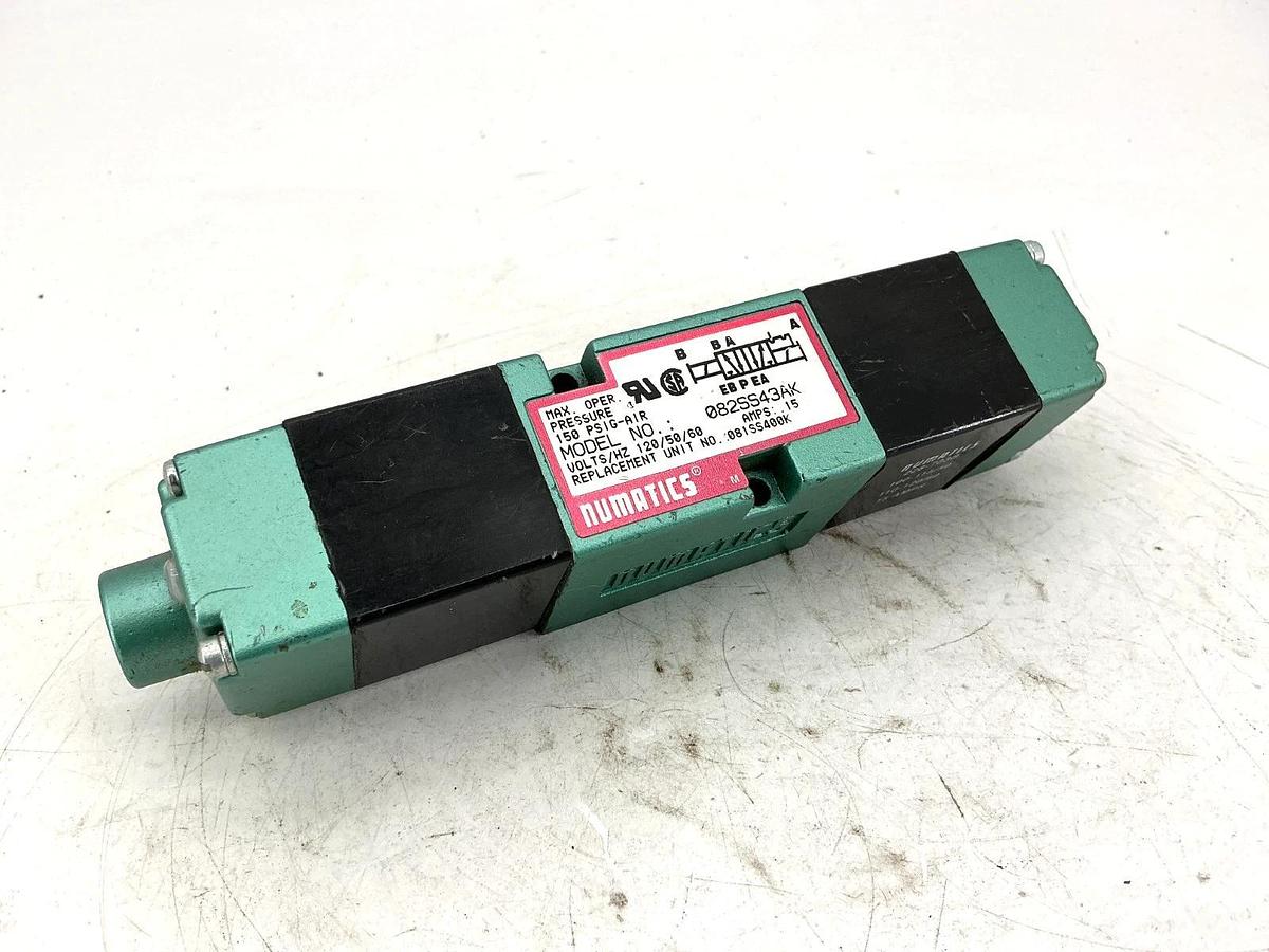 Used Numatics 082SS43AK Solenoid Valve 150PSIG-Air 0.15A 110/120V 50/60HZ
