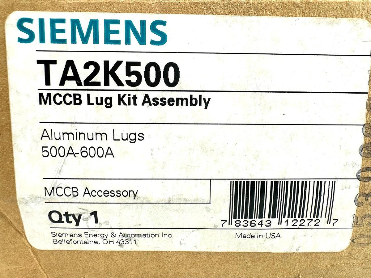 New Siemens TA2K500 MCCB Lug Kit Assembly with Aluminum Lugs 500A-600A
