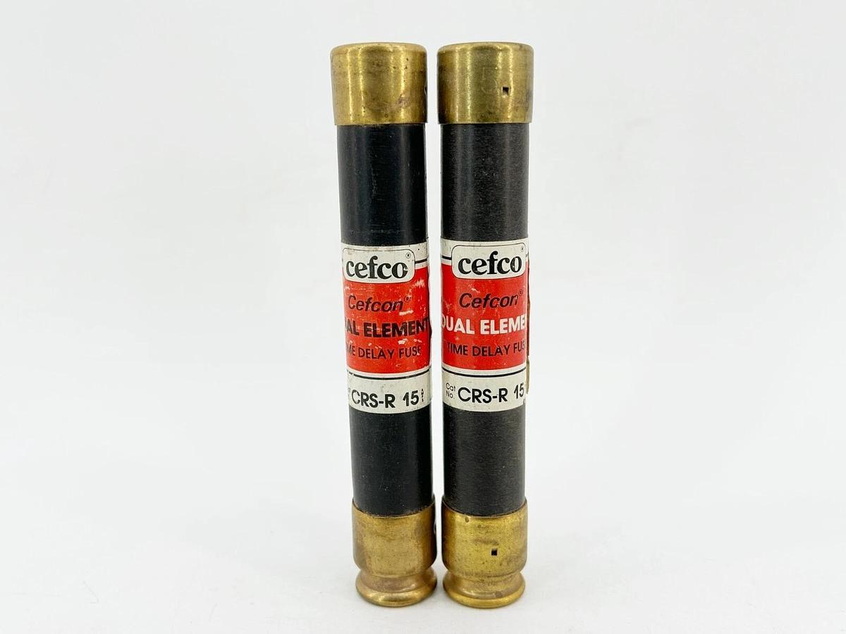 New Lot of 2 Cafco CRS-R-15 Time Delay Dual Elment Fuse 15AMP 600VAC Class RK5