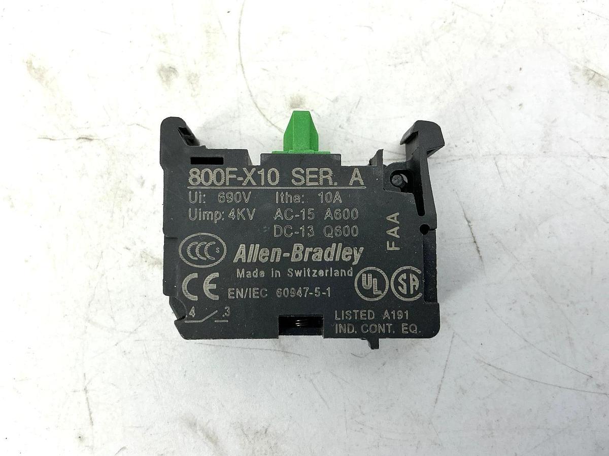 Lot of 3 New Allen Bradley 800F-X10 Ser A Contact Block / Cartridge 1NO 10A 690V