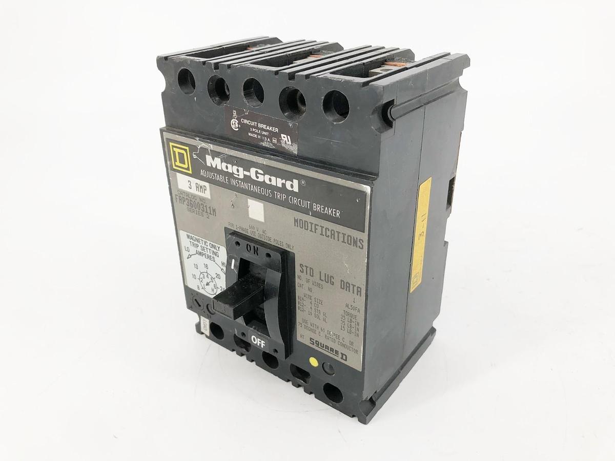 Used Square D FAP3600311M Circuit Breaker 3P 3A 600VAC Series 2