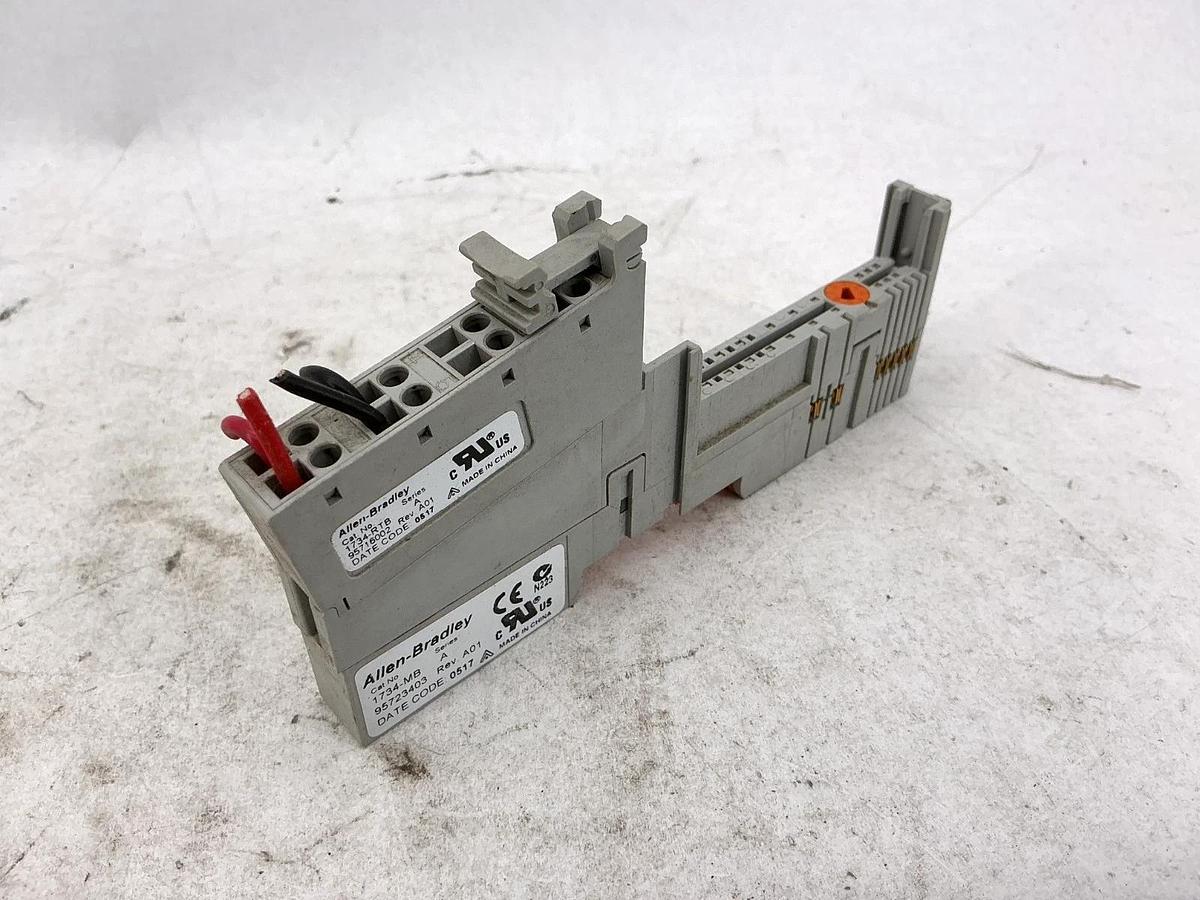 Used Lot of 2 Allen Bradley 1734-MB Ser A Point I/O Mounting Base w/ 1734-RTB Ser A