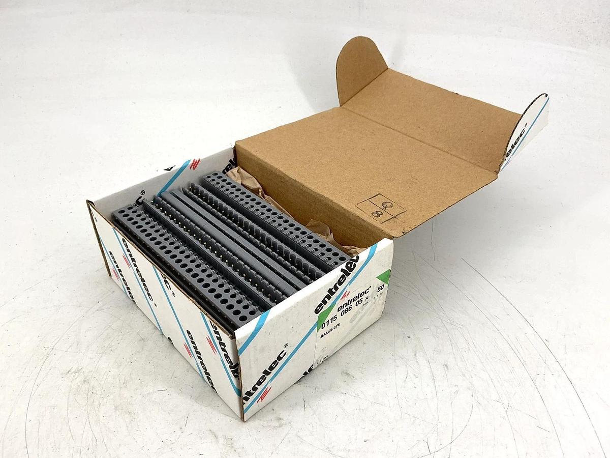 Box of 50 New ABB Entrelec 0115-086-05 Terminal Block Gray 12AWG 300V 011508605