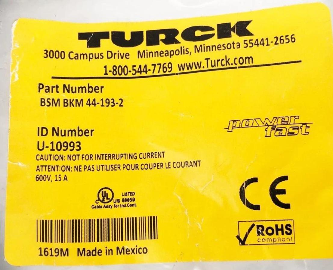 New Turck BSM BKM 44-193-2 Double-Ended Cordset Male-Female 4 Pin U-10993