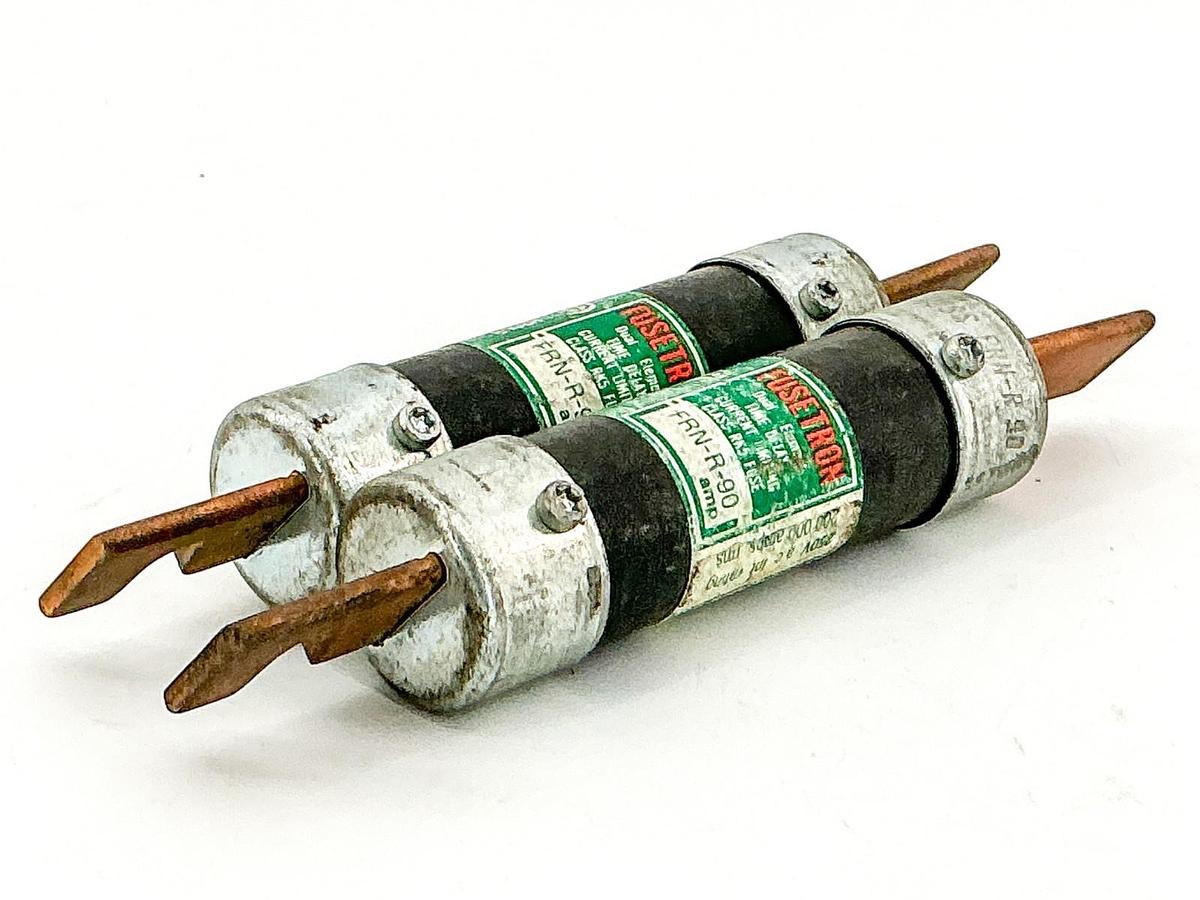 New Lot of 2 Bussmann FRN-R-90 Dual Element Fuse 90A 250V Class RK5 - No Box