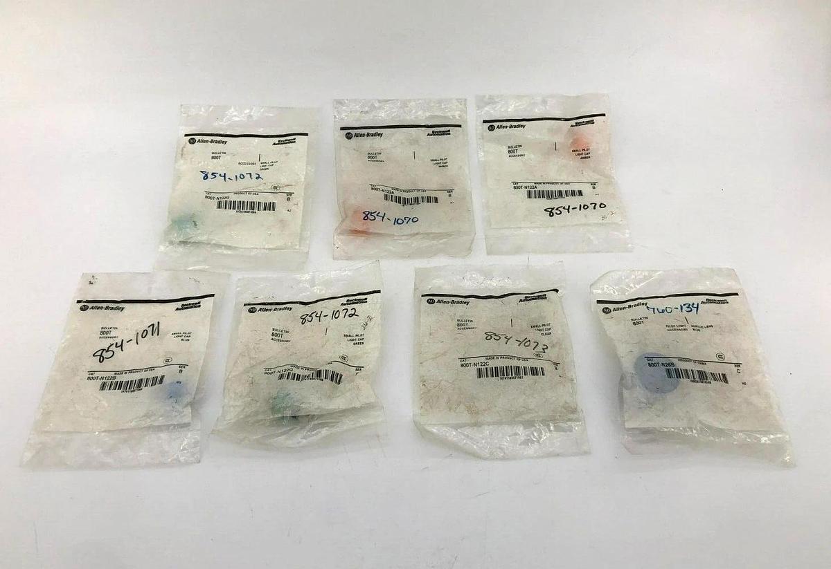 Lot of 7 New Misc. Allen Bradley Pilot Light Caps 800T-N122 800T-N126