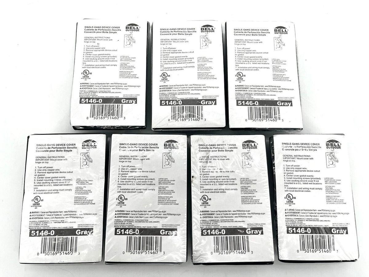 Lot of 7 New Hubbell Bell 5146-0 Single-Gang Weatherproof Device Cover