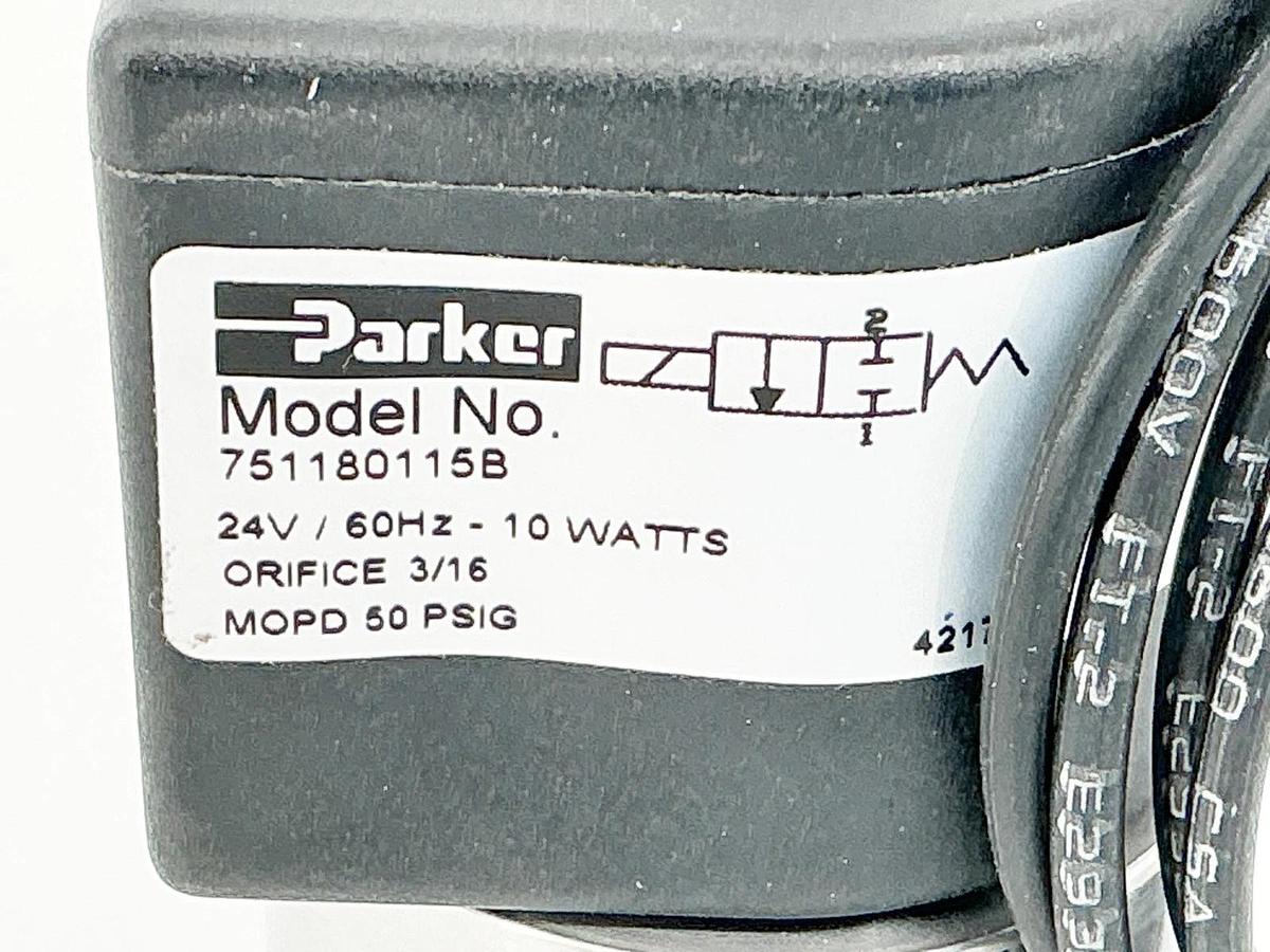 New Parker 751180123B Cyclone Solenoid Valve 10W 24V 50PSIG 751180115B