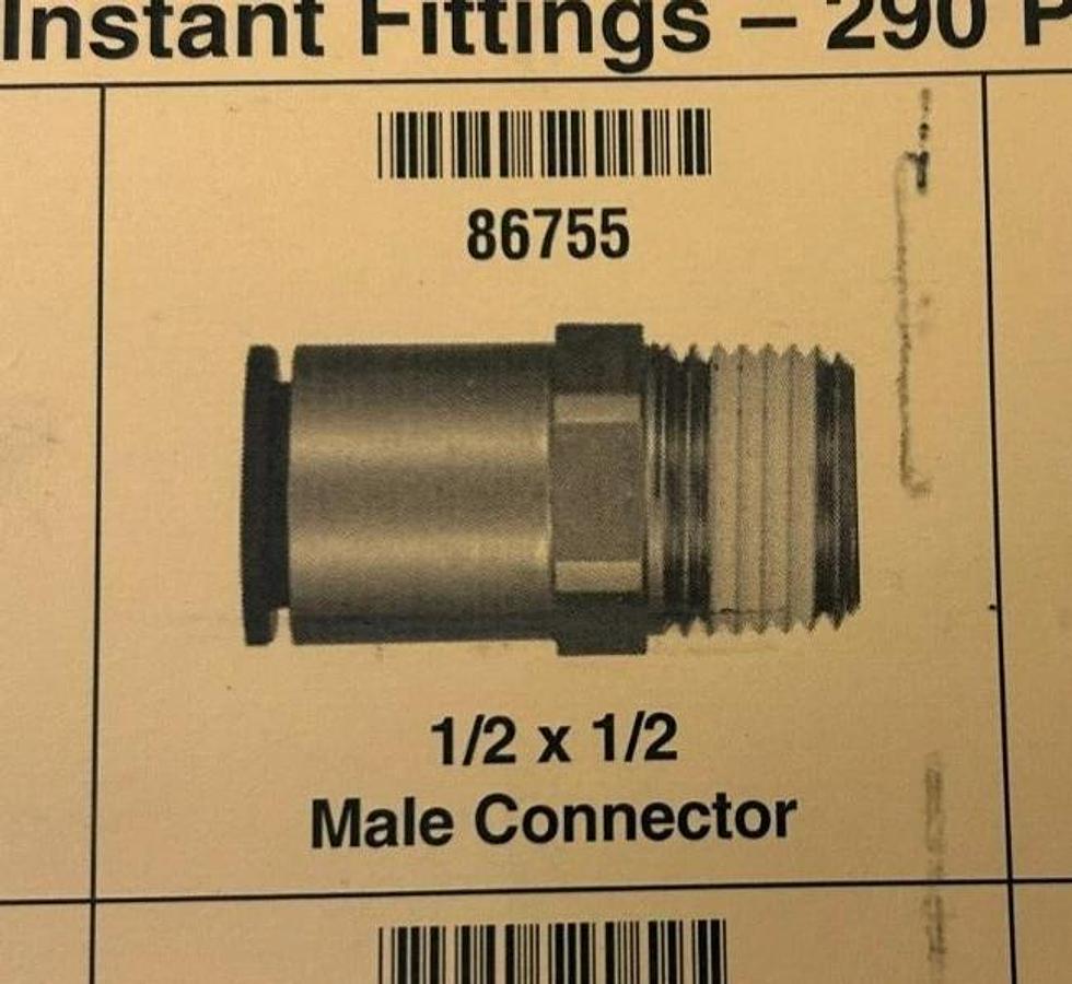Lot of 3 New Lawson 86755 Male Connectors, 1/2" x 1/2", 290PSI