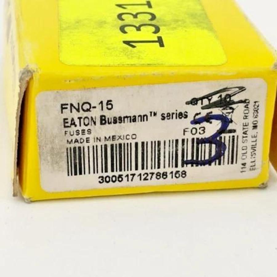 Box of 3 New Bussmann FNQ-15 Time Delay Fuses 15A 500VAC