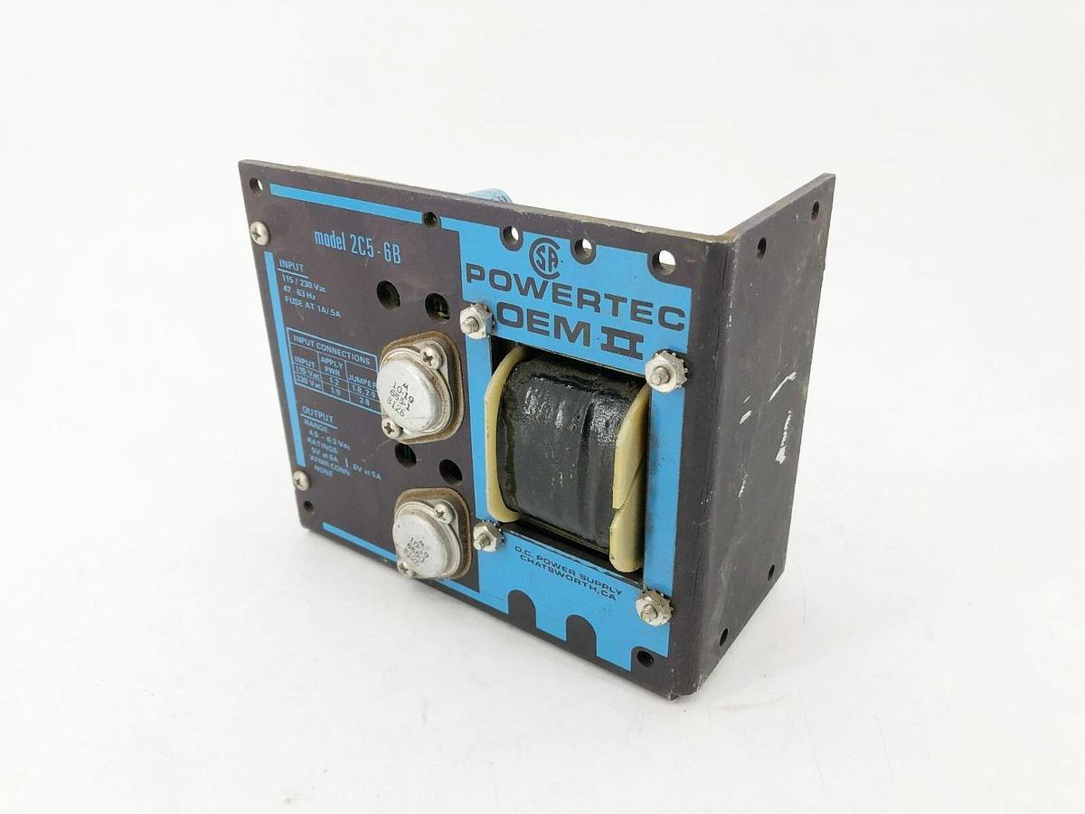 Used Powertec OEM II 2C5-6B Power Supply Input: 115/230VAC Output: 4.5-6.36VDC