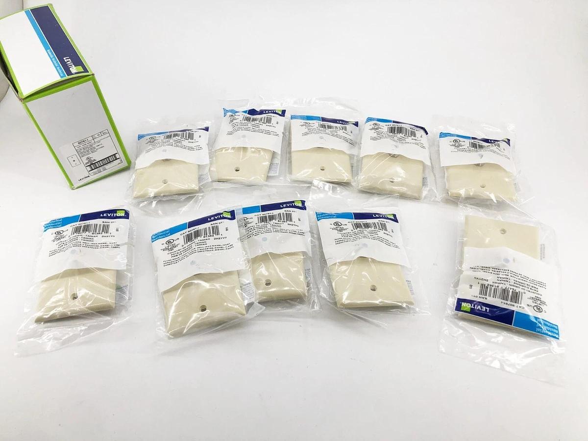 Box of 10 New Leviton 80781-I Ivory Coaxial Cable Wall Plates Video Jack F-Type