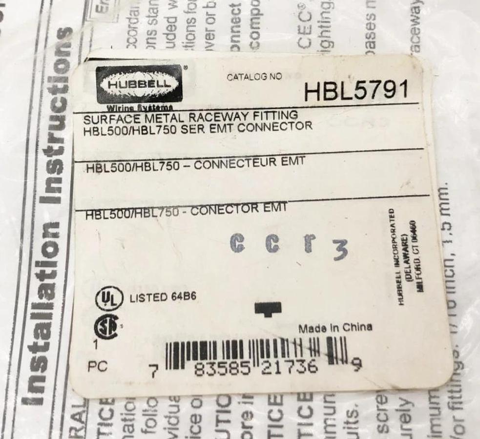 Lot of 5 New Hubbell HBL5791 Surface Metal Raceway Fittings