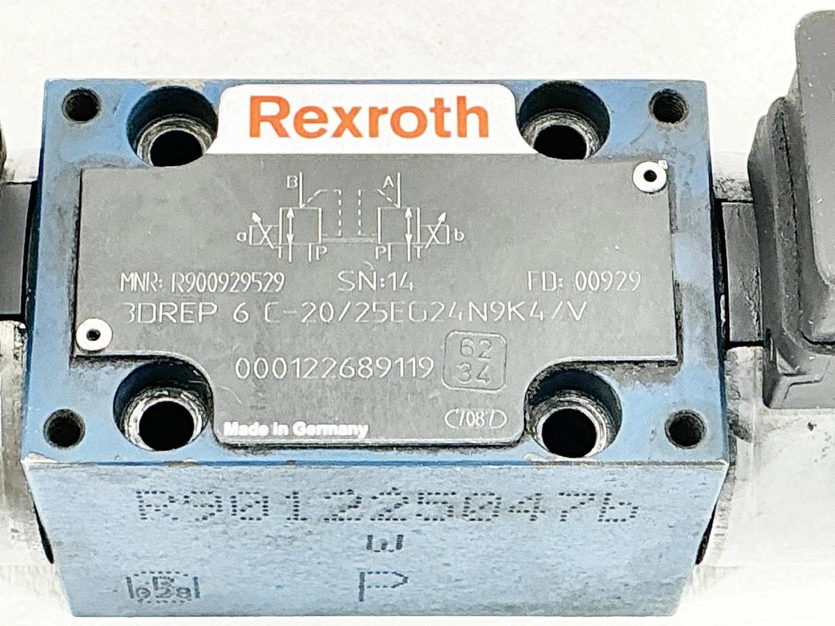 Used Rexroth 3DREP6C20/25EG24N9K4/V Hydraulic Control Valve 24VDC 25Bar R900929529