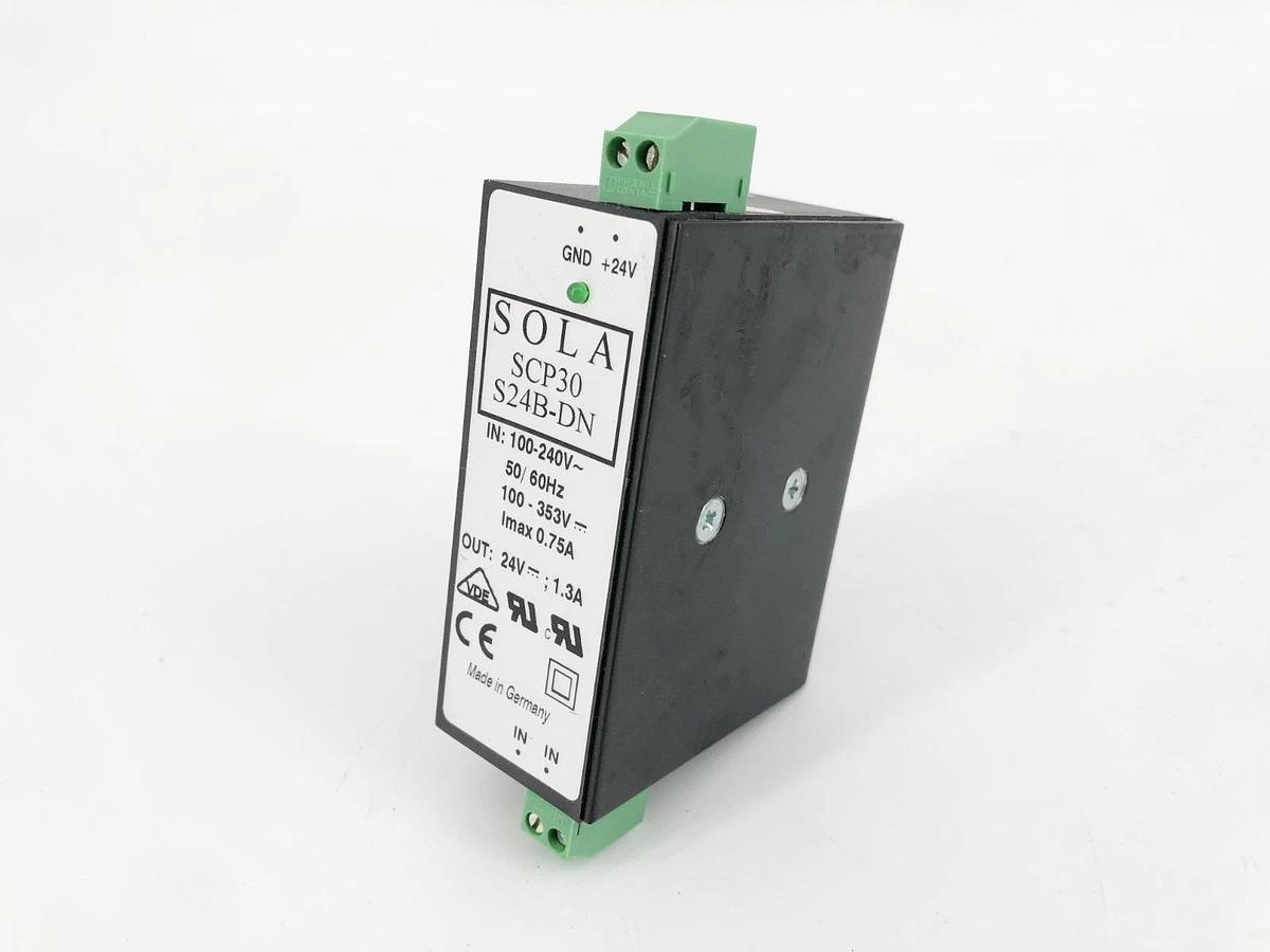 Used Sola SCP30 S24B-DN Power Supply In: 200-240V 0.75A Out: 24V 1.3A