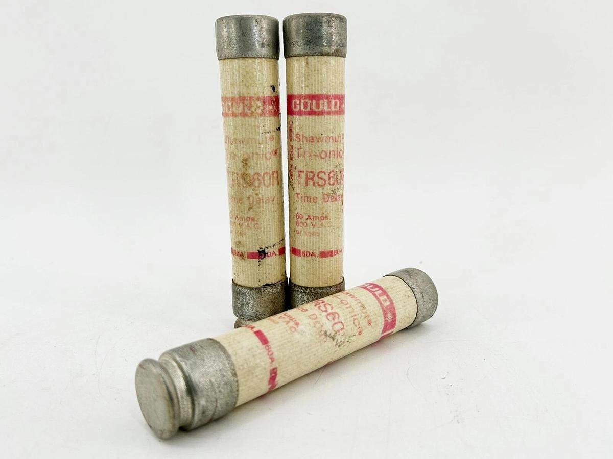 Used Lot of 3 Gould Shawmut TRS60R Time Delay Dual Element Fuse 60A 600V Class RK5