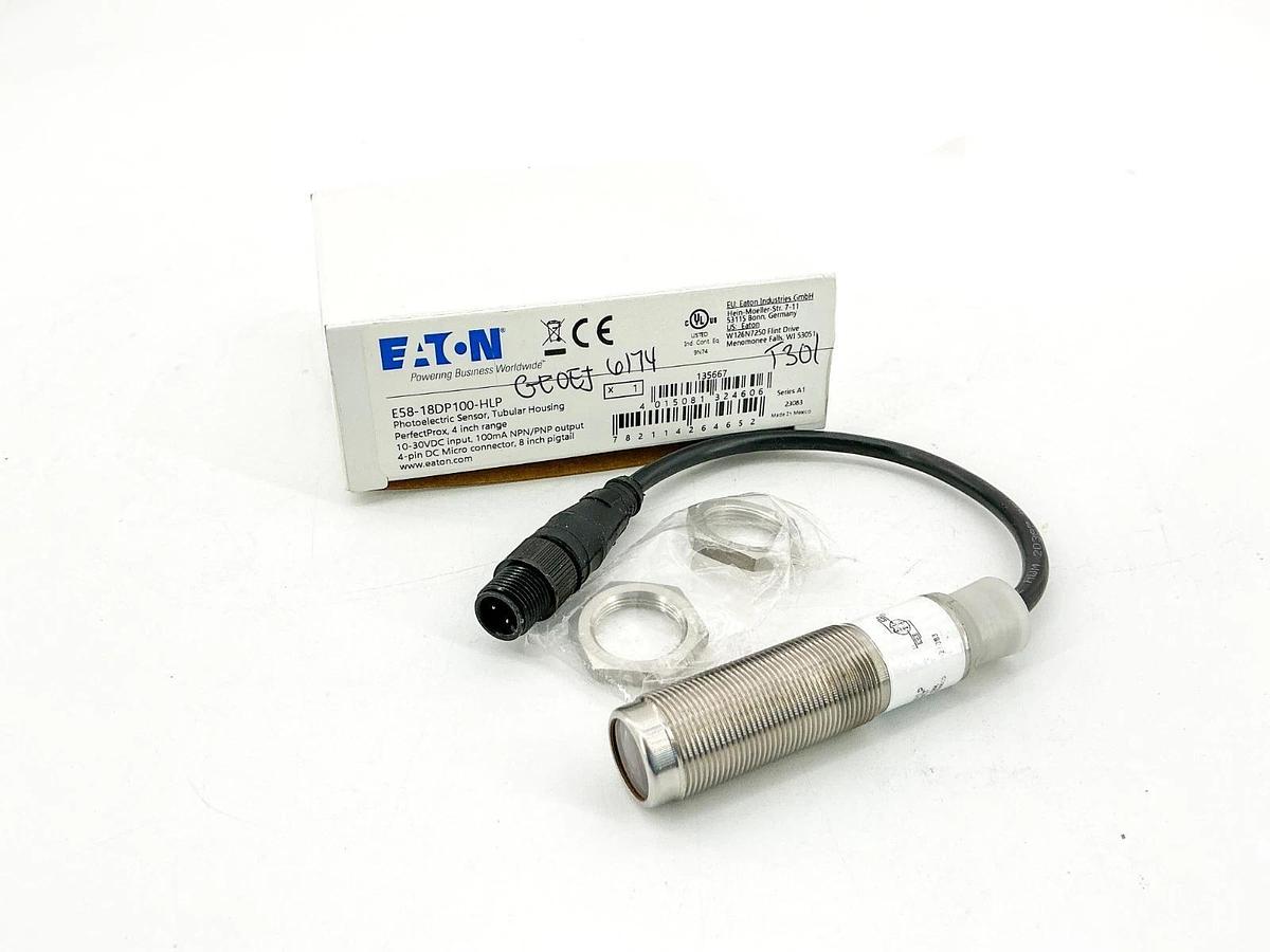 New Eaton E58-18DP100-HLP Photoelectric Sensor Tubular 10-30VDC 100mA