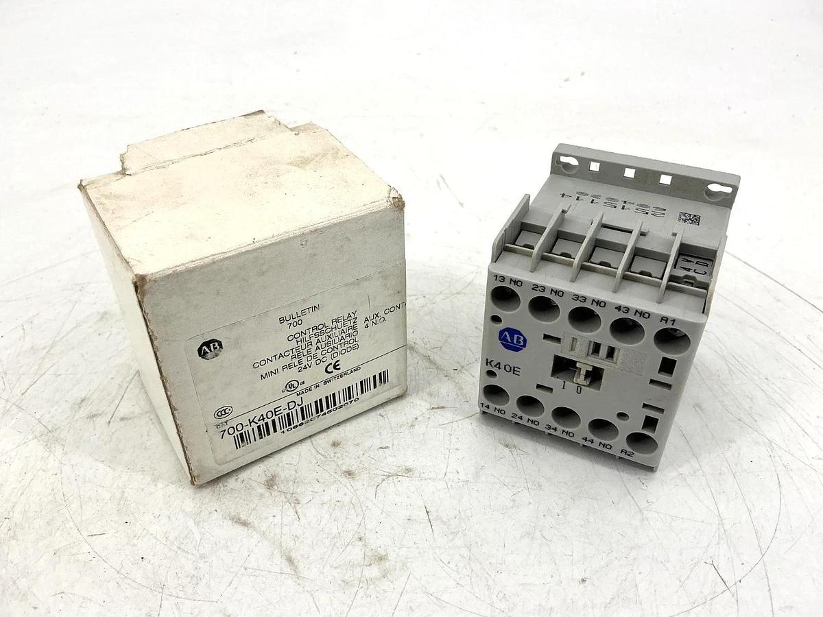 New Allen Bradley 700-K40E-DJ Ser B Control Relay 4NO 10A 24V 700-K40E-*