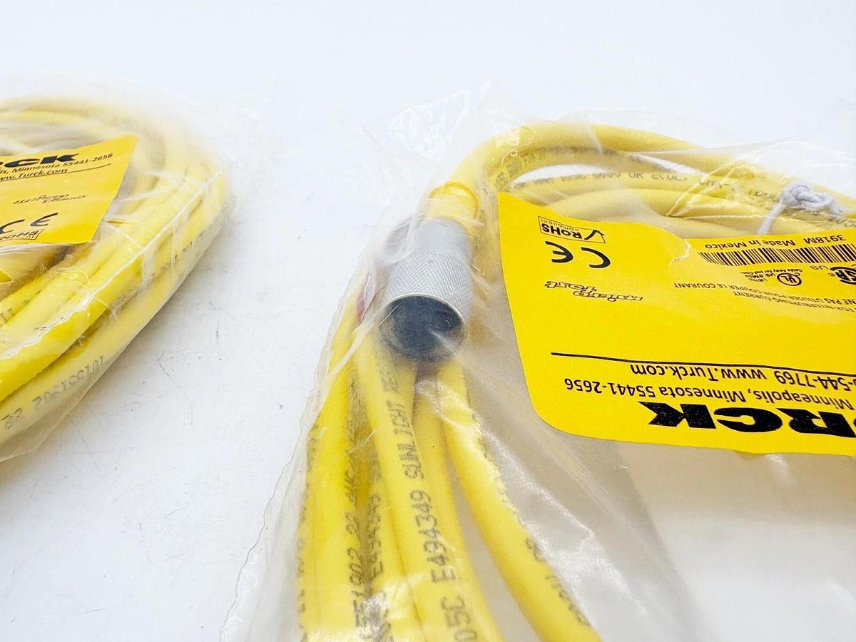 Lot of 2 New Turck KB4T-5/S1050 Cordsets for Actuators/Sensors 5m Length U-58390