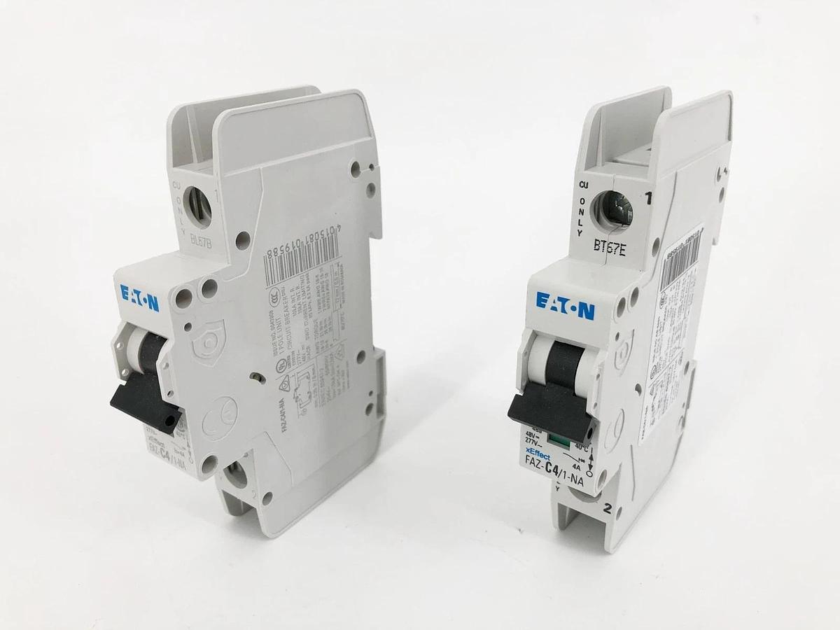 Box of 2 New Eaton FAZ-C4/1-NA Circuit Breakers 1 Pole 277V 4A