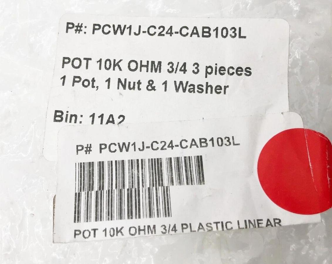 Lot of 6 New Bourns PCW1J-C24-CAB103L Potentiometers 10K OHM 3/4 Plastic Linear