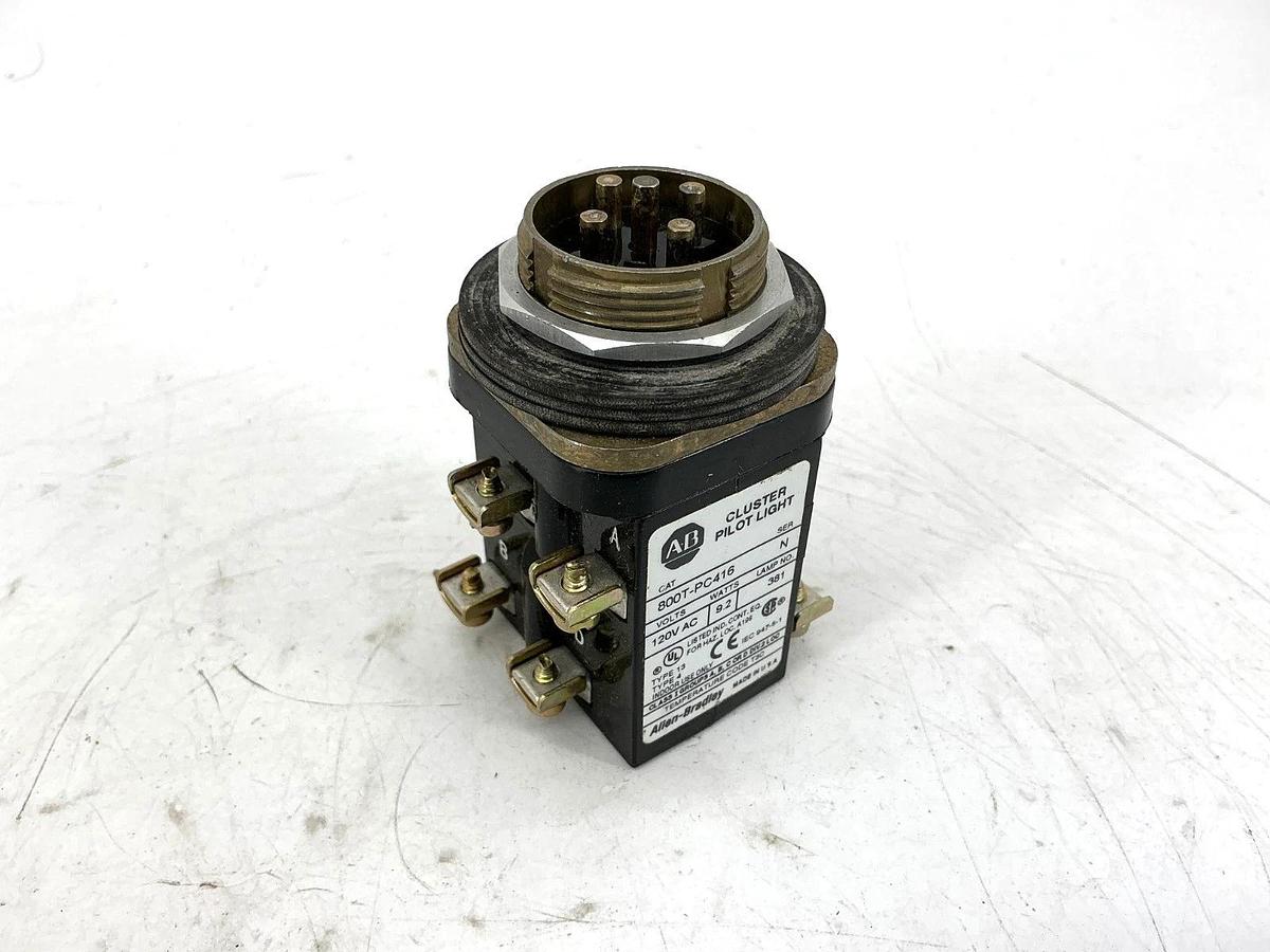 Used Allen Bradley 800T-PC416 Ser N Cluster Pilot Light 9.2W 120VAC Missing Cap