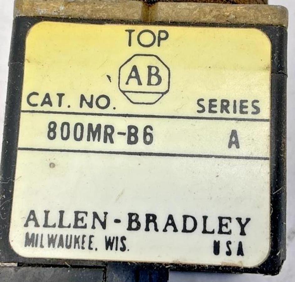 Used Lot of 3 Allen Bradley 800MR-B6 Ser A Pushbutton w/ 800M-XD2S Contact Block
