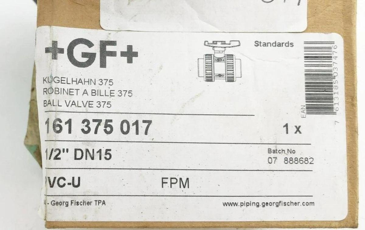 New Georg Fischer 161.375.017 Ball Valve Union PVC 1/2" 6NC66