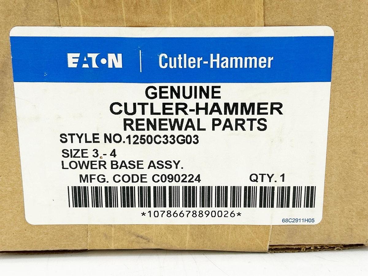 Used Cutler Hammer 1250C33G03 Lower Base Assembly Size 3-4 Model J 2-3 Pole